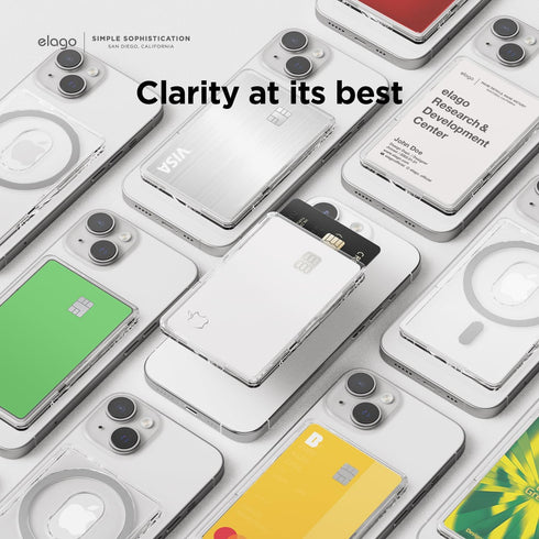 elago Clear Magnetic Card Holder Compatible with MagSafe for iPhone 15/14/13/12 Series - Durable Polycarbonate