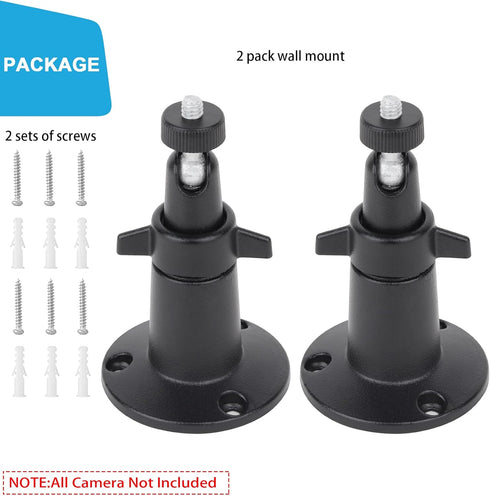 2 Pack Wall Mount Holder for SimpliSafe Outdoor Security Camera, 360 Rotation Bracket (Black)