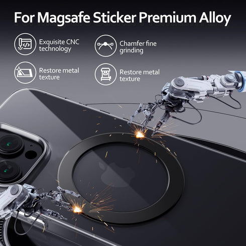 Magnetic Ring Sticker for Magsafe Phone Magnet Upgrade Bulit-in Magnet for Wireless Charging, Phone Case, Car Holder, Compatible Universal Conversion Magnet Adapter Kit 2 Pack (Black)