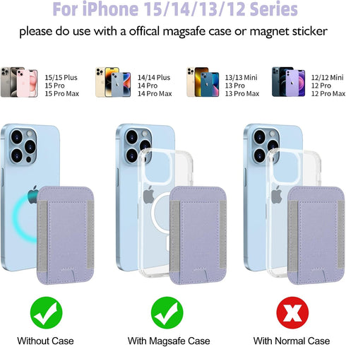 HiWe for MagSafe Wallet, Magnetic Card Holder for iPhone 15/14/13/12 Series, Minimalist Leather Wallet, RFID Blocking