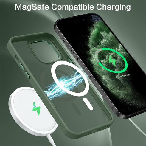 Telaso iPhone 14 Pro Max Case, iPhone 14 Pro Max Phone Case Compatible with Magsafe Translucent Matte Slim Anti-Scratch Military Grade Protective Magnetic iPhone 14 Pro Max Case for Men, Deep Green