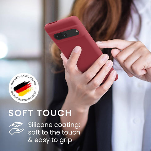 kwmobile TPU Silicone Case for Google Pixel 7, Soft Finish Phone Cover, Dark Rose