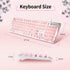 LANGTU Computer Keyboard, Backlit LED Pink Keyboard for Office, All-Metal Panel USB Wired Membrane Keyboard, 25 Keys