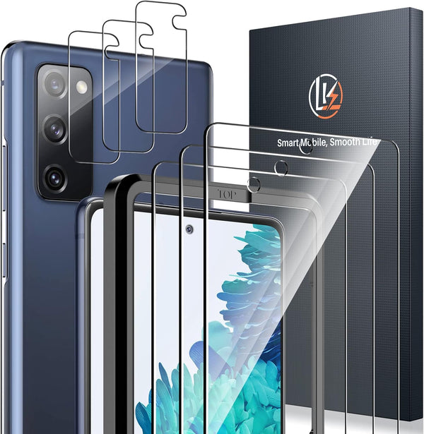 Samsung Galaxy S20 FE 5G Screen Protector & Camera Lens Protector 3 Pack - LK, Tempered Glass, Easy Frame, Case