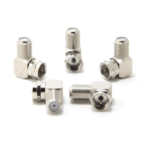 90 Degree Coaxial Connector - 3-Pack F Type Male to Female RG6 Right Angle Adapter