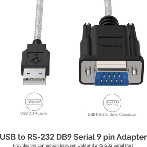 SABRENT 6-FT USB to RS-232 DB9 Serial 9 pin Adapter (Prolific PL2303) (SBT-USC6K) by SABRENT