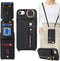 iPhone 7 8 SE (2020) Case with Card Holder, Wallet with Strap, Credit Card Slots Crossbody, Kickstand Zipper Case -