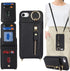 iPhone 7 8 SE (2020) Case with Card Holder, Wallet with Strap, Credit Card Slots Crossbody, Kickstand Zipper Case -