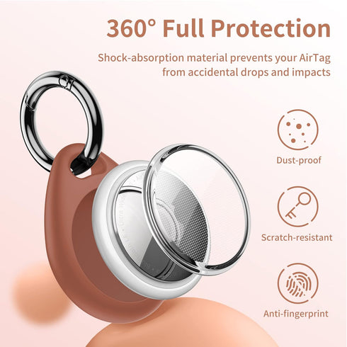 UNBREAKcable Apple AirTag Holder - 4 Pack, Waterproof TPU Shell Protective Case with Metal Keychain, Easy to Install,