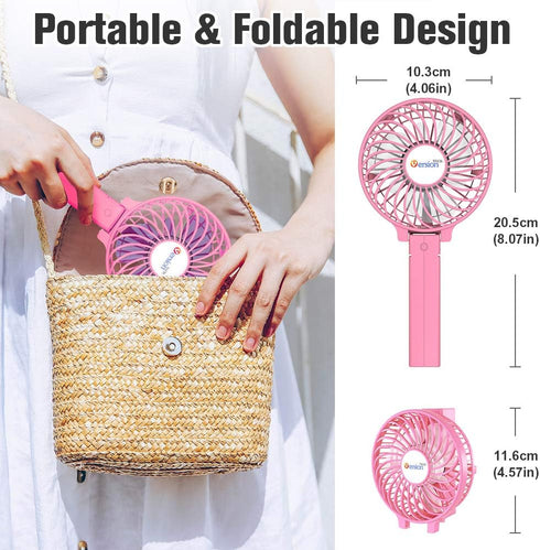 VersionTECH. Mini Handheld Fan, USB Desk Fan, Portable Table Fan with Rechargeable Battery for Travel, Pink