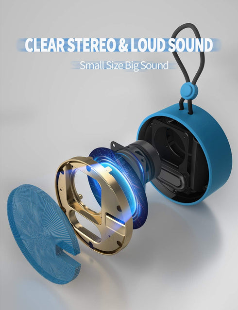 INSMY C12 IPX7 Waterproof Shower Bluetooth Speaker, Portable Small Speaker with Loud Clear Sound, Support TF Card,