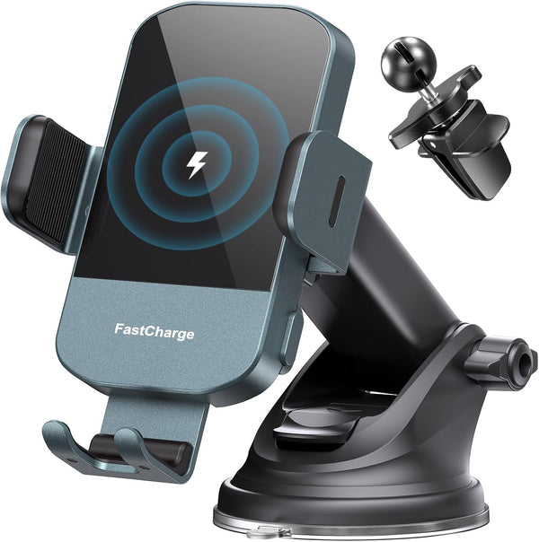 CHGeek Wireless Car Charger, 15W Fast Charging Auto Clamping Car Charger Phone Mount