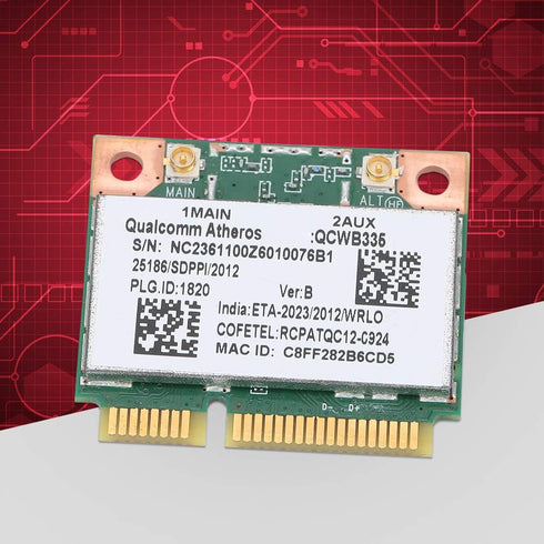ASHATA Network Card for Qualcomm AR9565 QCWB335, 150M Mini PCI-E Bluetooth Wireless Network Card for HP/DELL/ACER