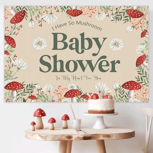 Sursurprise 5 3ft Mushroom Baby Shower Decorations, Mushroom Baby Shower Backdrop Banner Photo Photography Background *