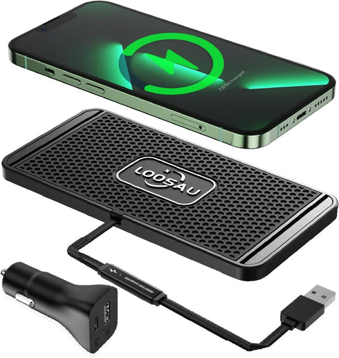 LOOSAU Wireless Car Charger, 15W Non-Slip Fast Charger for Android and iPhone 11/12/13/14/15 Pro Max