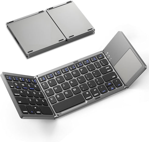 KUNSI Foldable Bluetooth Keyboard with Touchpad, Ultra Slim Portable Wireless Keyboard with Rechargeable