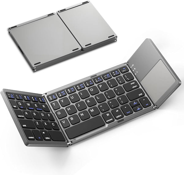 KUNSI Foldable Bluetooth Keyboard with Touchpad, Ultra Slim Portable Wireless Keyboard with Rechargeable