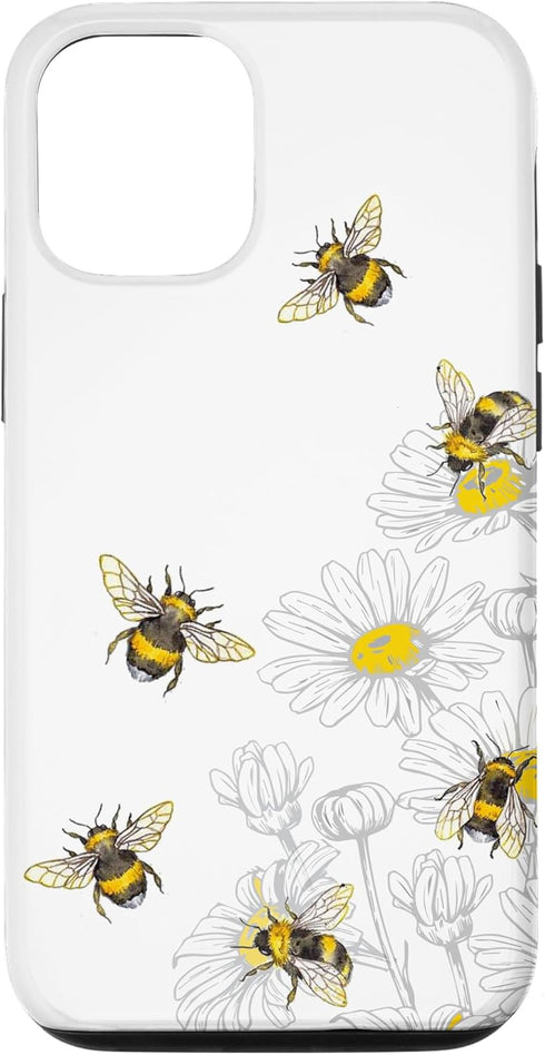 iPhone 15 Bumble Bee - Honey Bees Bee Lover Daisy Flower White Case