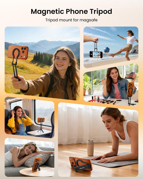 Maectech Magnetic Phone Tripod Smartphone Stand for Magsafe Tripod Phone Mount Selfie Stick for iPhone for Magsafe