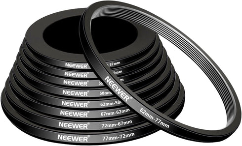Neewer 18 Pieces Metal Camera Lens Filter Adapter Ring Kit, Compatible with Canon Nikon Sony Olympus DSLR