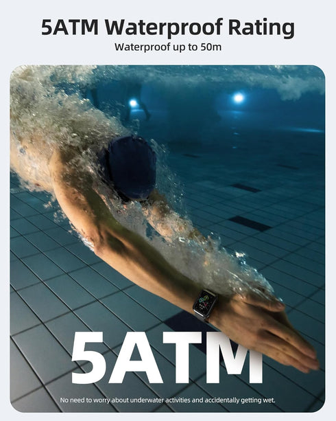 Parsonver Smart Watch, 5ATM Waterproof Fitness Tracker for Swimming with 100+ Sports Modes, Heart Rate Blood Oxygen Sleep Monitor, 1.8" HD Touch Screen Smartwatch Fitness Watch for Android -iPhone iOS