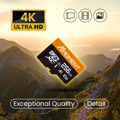 MMOMENT 256GB Micro SDXC Card, A1, UHS-I, U3, Class 10 with SD Adapter Included, Read Speed Up to 95 MB/s