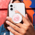 Ksadiye Clear Phone Grip with Expanding Kickstand,Cell Smartphones Collapsible Stand Pink White Heart Design for Phone