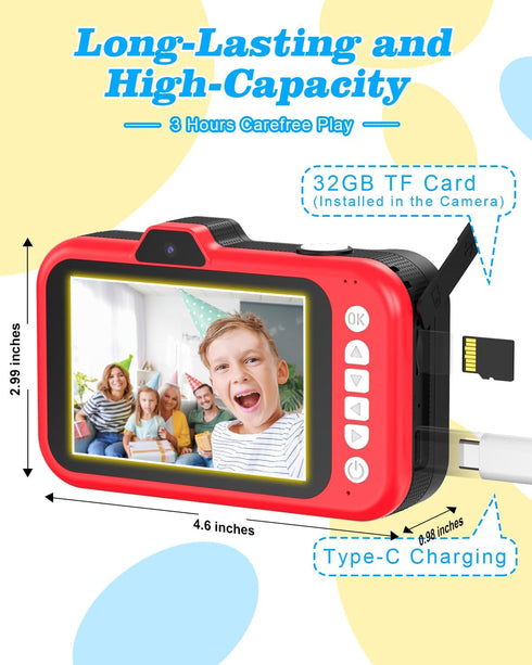 Kids Camera with 3.5 Inch Screen, One Button Operation, Digital Snaps, Magnification Shot Mode, Selfie Toy Camera for