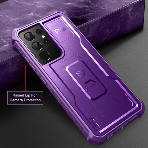 Dexnor Samsung Galaxy S21 Ultra Case - Built-in Screen Protector and Kickstand, Heavy Duty Protection, Purple