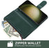 Asuwish Wallet Case for Samsung Galaxy S23 Ultra 5G - Dark Green, 6.8" with Tempered Glass Protector & Flip Card Holder.