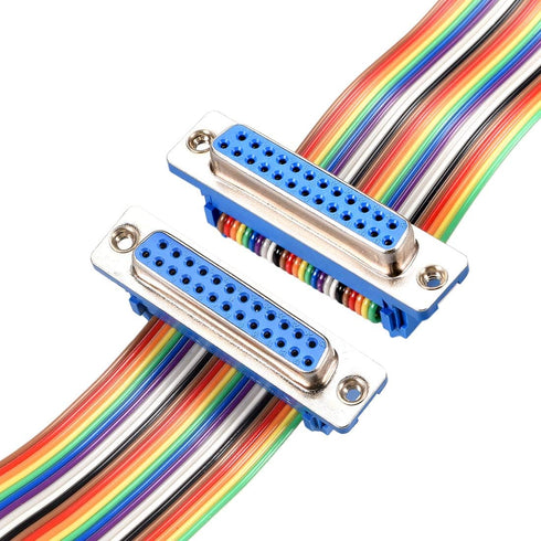 uxcell IDC Rainbow Wire Flat Ribbon Cable - DB25 Female to DB25 Female Connector, 2.54mm Pitch, 11.8inch Length