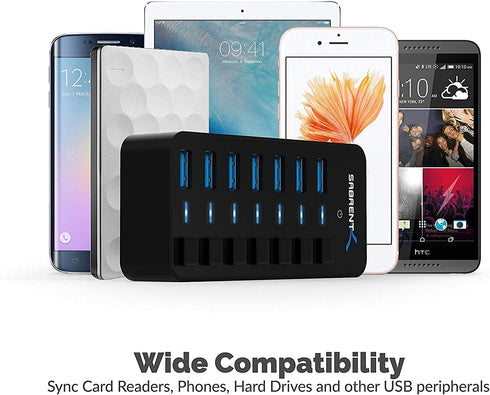 SABRENT 36W 7 Port USB 3.0 Hub with Individual Power Switches and LEDs, includes 36W 12V/3A power adapter