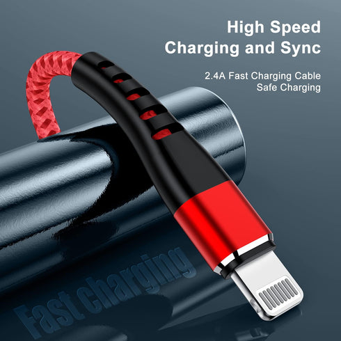 Essri Phone Charger Cord 1FT 2Pack, USB to Lighting Cable 1 Feet, Nylon Braided Long Charging Cable for iPhone 14/13