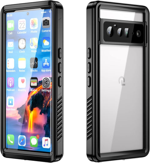Pixel 6 Pro Waterproof Case, IP68 Certified with Built-in Screen Protector, Full Body Shockproof Rugged Clear Case