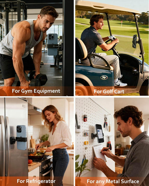 Sunmig 360 4-7" Gym Magnetic Phone Holder Mount, Portable Rotatable Powerful Magnet Base Phone Mount for Gym Equipment