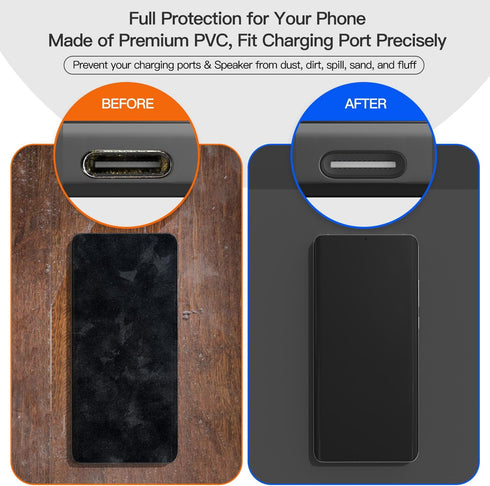 10X USB C Anti Dust Plug, Phone USB Type C Dustproof Cover Protector with Easy-Grip Tab Lanyard & Cleaning Brush for