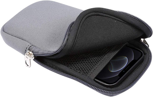Neoprene Shock Absorbing Pouch, Large Cell Phone Sleeve Case with Zipper/Neck Strap for Samsung Galaxy Note