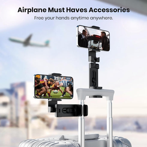 2 Pack Universal Airplane Phone Holder, Klearlook 360° Rotation Travel Essentials Phone Mount for Desk, Handsfree Travel Must Haves Phone Stand,Travel Accessories for Flying, Father Gift