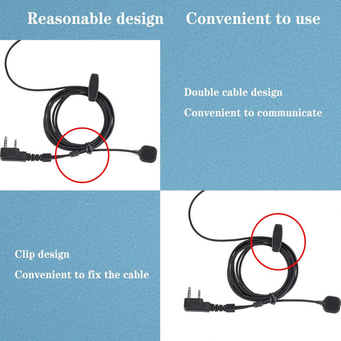 Retevis ETK007 Adjustable Throat Mic Walkie Talkie Headset, Finger PTT Two Earplugs for RT22, RT68, RT21, H-777 (1 Pack)