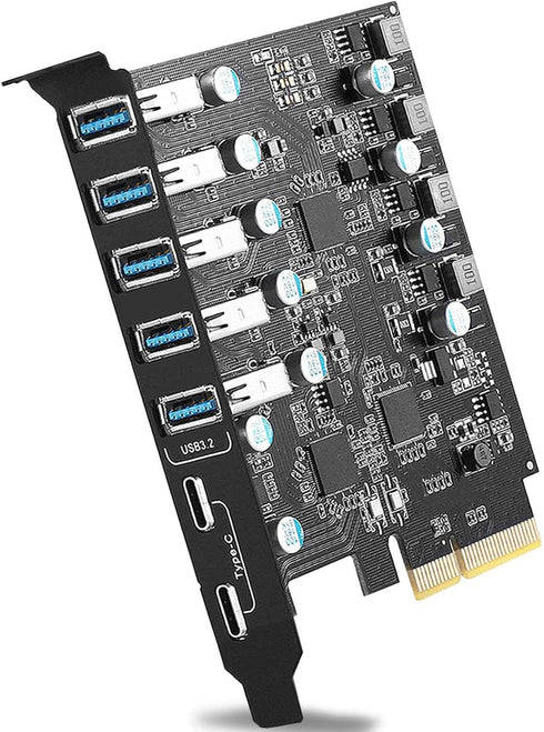 PCIe USB 3.2/3.1 Gen 2 Card - SuperSpeed 10Gbps 7-Ports Expansion Card for USB C & USB A for Windows & Mac