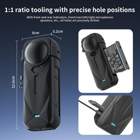 Vasgather 360 X5 Camera Accessory Kit for Insta - Lens Guards, Silicone Case, Camera Case (Black, Unisex)