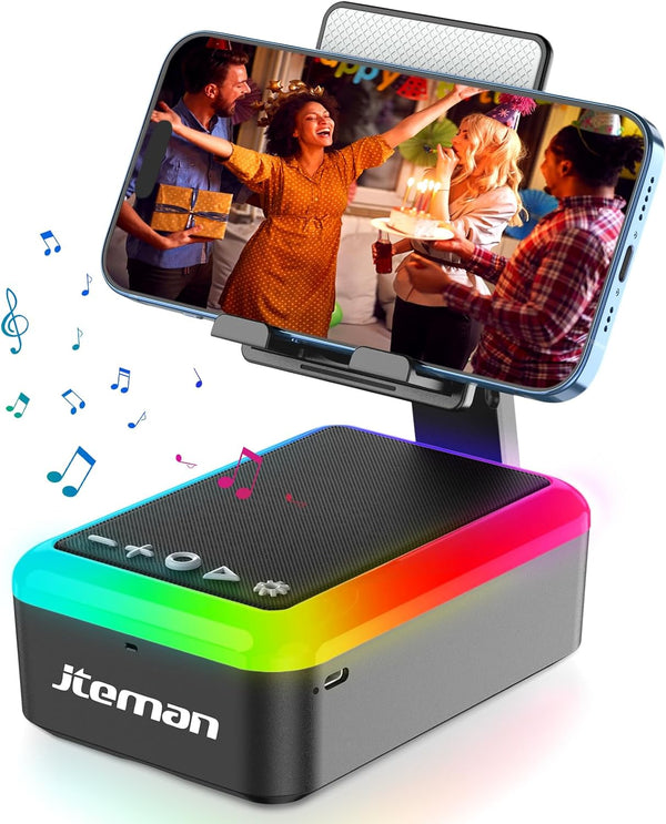 Gifts for Men Women, Cell Phone Stand with Bluetooth Speaker and Light, Portable Lanyard, Unique Birthday Gift Ideas