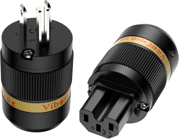 Viborg HiFi Power Plug, VM501S+VF501S, Silver-plated Copper Conductor, Non-Magnetic AC Mains Plug for DIY Audiophile