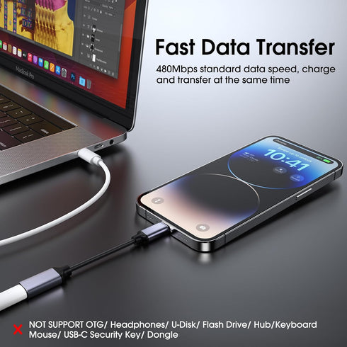 TechMatte USB C to Lightning Cable Adapter, 4 inch 27W PD Fast Charging Compatible with iPhone/iPad/AirPods, 1 Pack