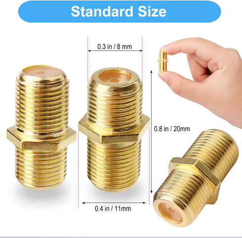 Coaxial Cable Connector F-Type RG6 Cable Extension Adapter (20 Pack)