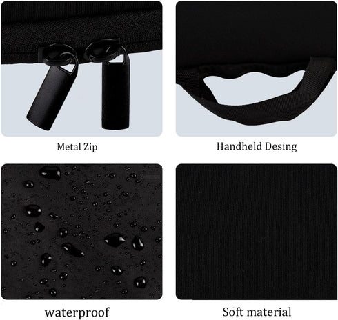 Keyboard Sleeve Travel Case - Soft Neoprene Bag for Logitech MX Keys/MX Keys S, Zipper Mouse and Cable Storage (Black)