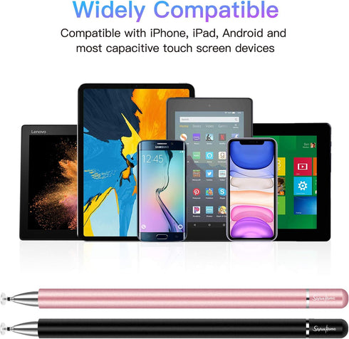 Stylus for iPad (2 Pcs) - Magnetic Disc Universal Stylus for All Capacitive Touch Screens - Black/Rose Gold