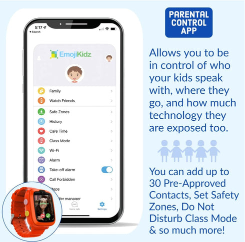 Kids Smartwatch with SIM Card for Ages 4-12 Years, GPS Tracking Locator, SOS Alarm, Remote Monitoring, 2-Way Face to