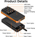 Outdoor Solar Portable Power Bank with Wireless Charging, 10000mAh Battery, IP65 Waterproof, LED Flashlight