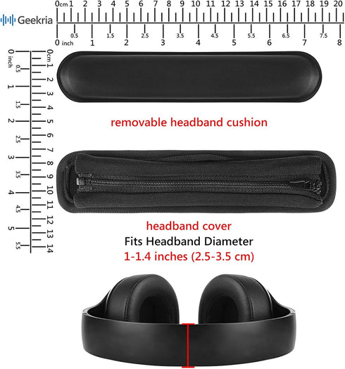 Geekria Protein Leather Headband Pad Compatible with Bose Beats JBL ATH Hyperx Skullcandy, Headphones Replacement Band, Headset Head Cushion Cover Repair Part (Black)